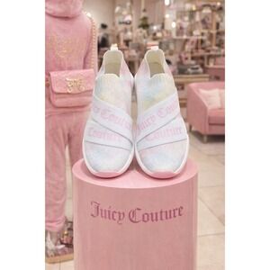 Juicy Couture Annouce White‎ Tie Dye Multi Slip On Sneakers Logo Straps 8.5 NEW